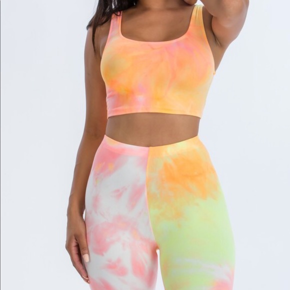 Peach Bellini Tie Dye Bike Shorts & Tank Set - Picture 2 of 5